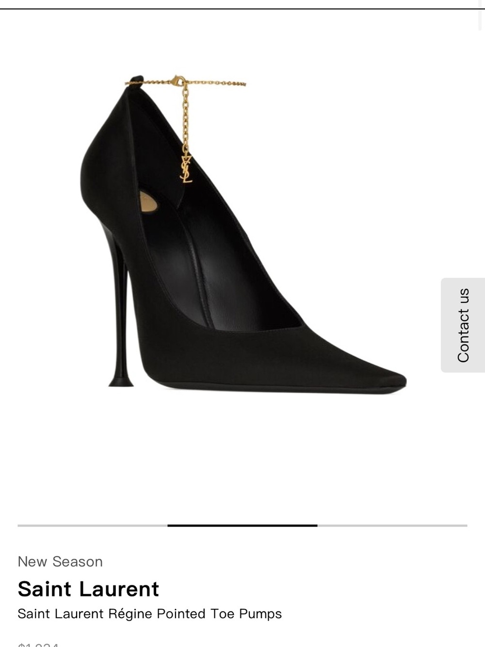 Saint Laurent Black Pointed-Toe Pumps with Gold Chain